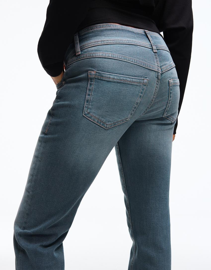 Low-rise boot-cut jeans-Blue