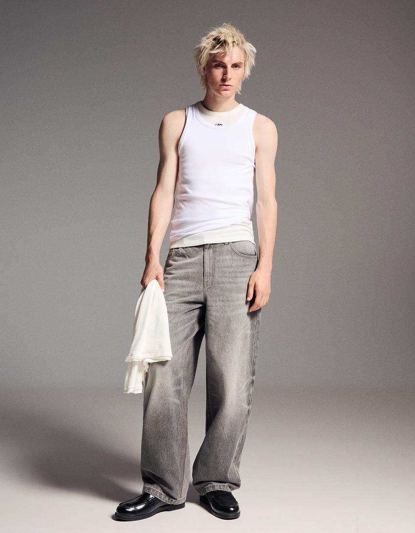 Jeans super baggy fit-Grigio