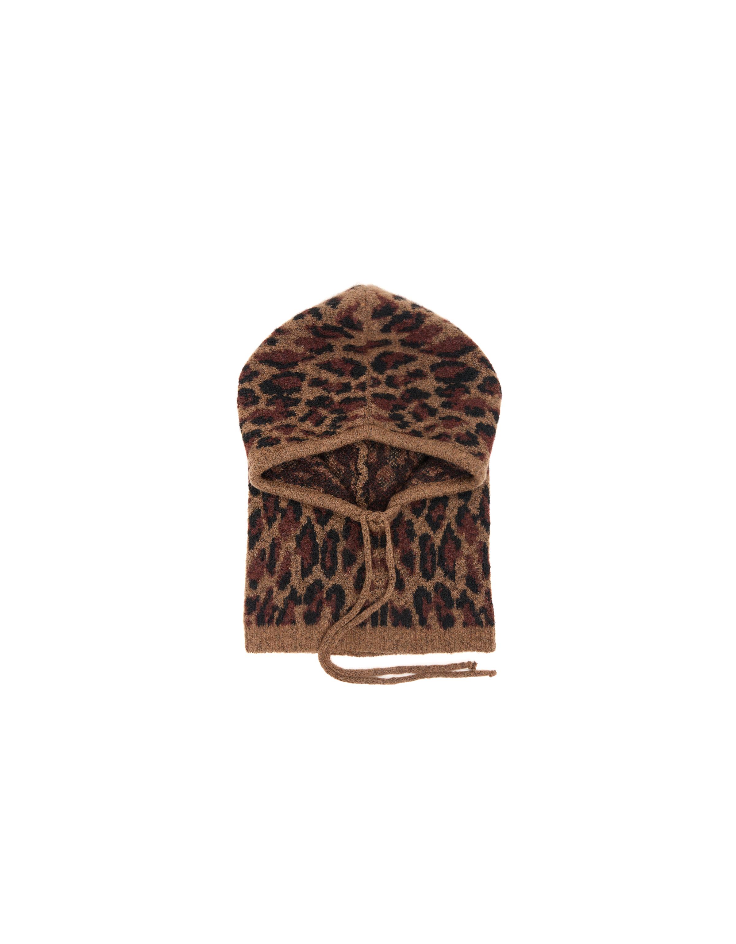 Animal print knit balaclava — Brown