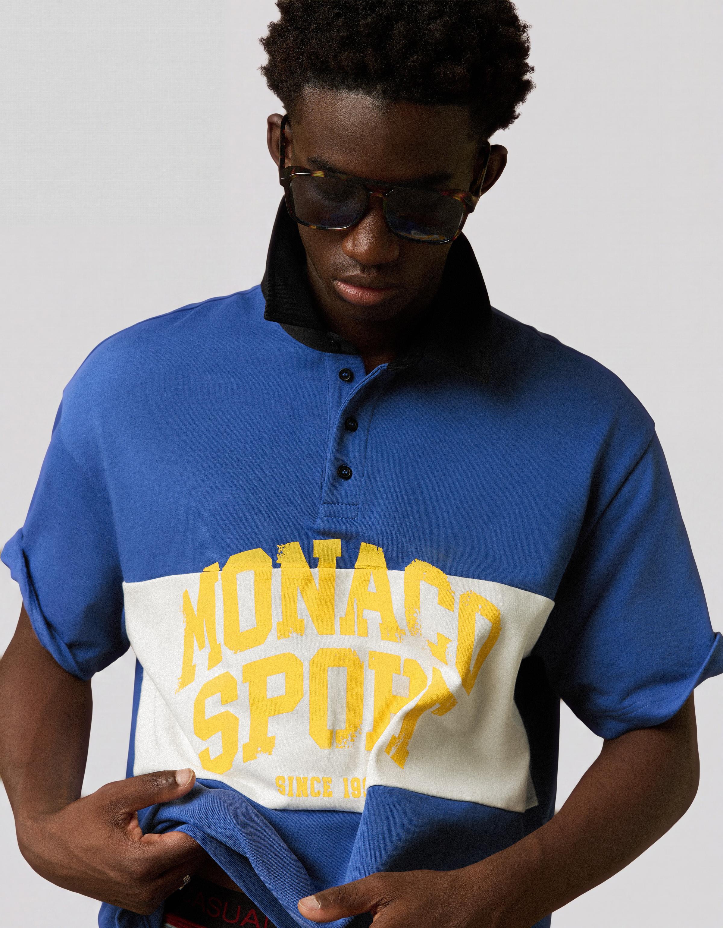 Short sleeve print polo shirt — Blue