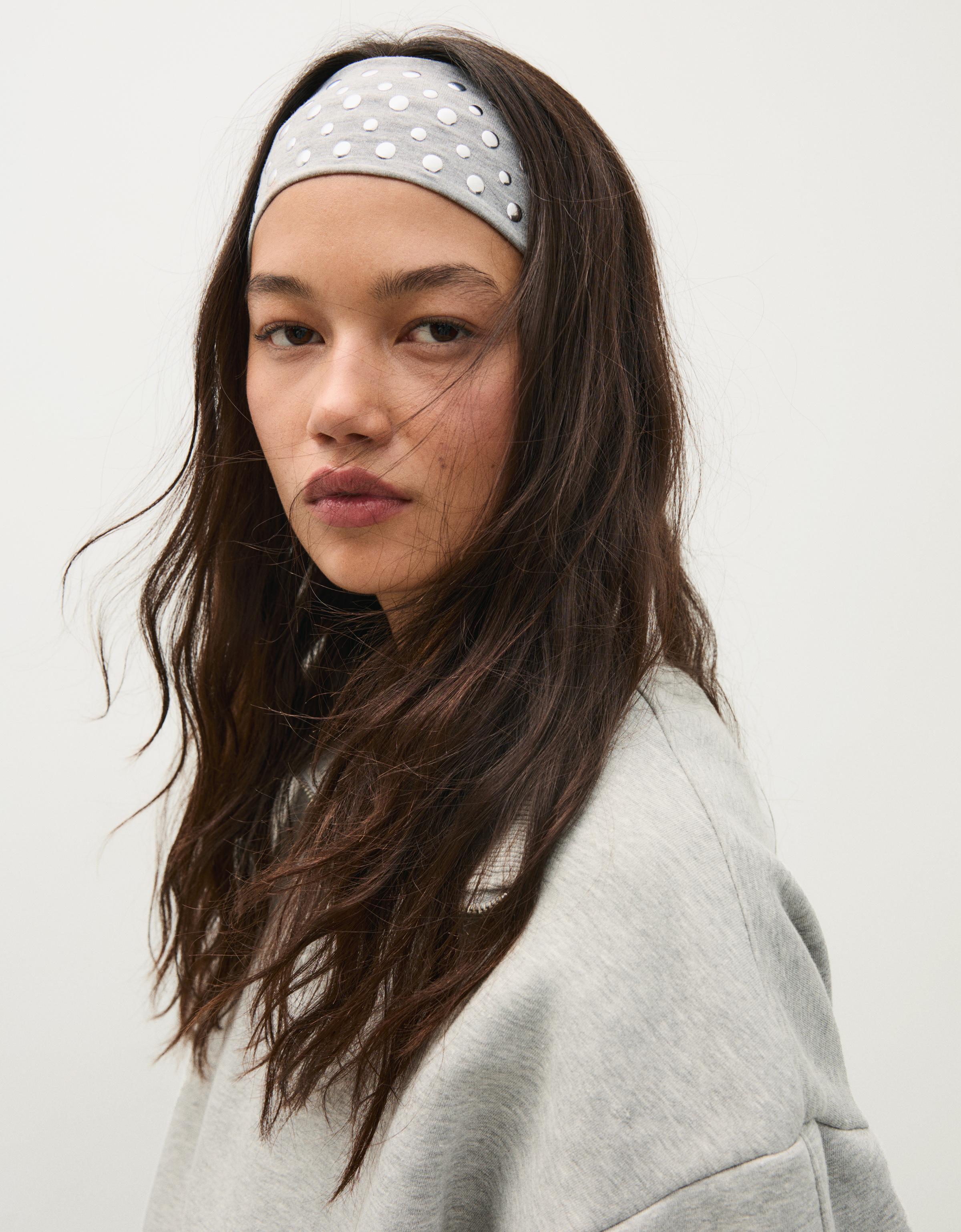Pack of 2 studded hair bands — Grey