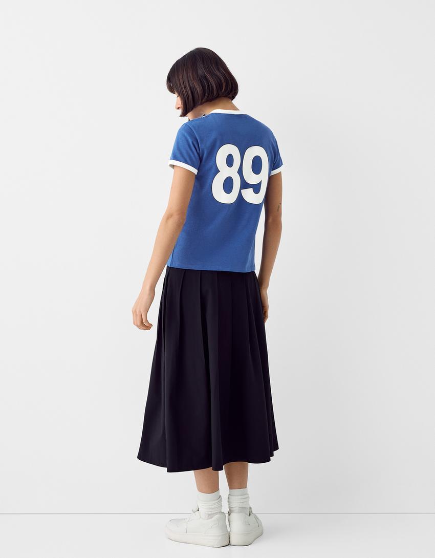 T-shirt manches courtes imprimé-Bleu lavé-1