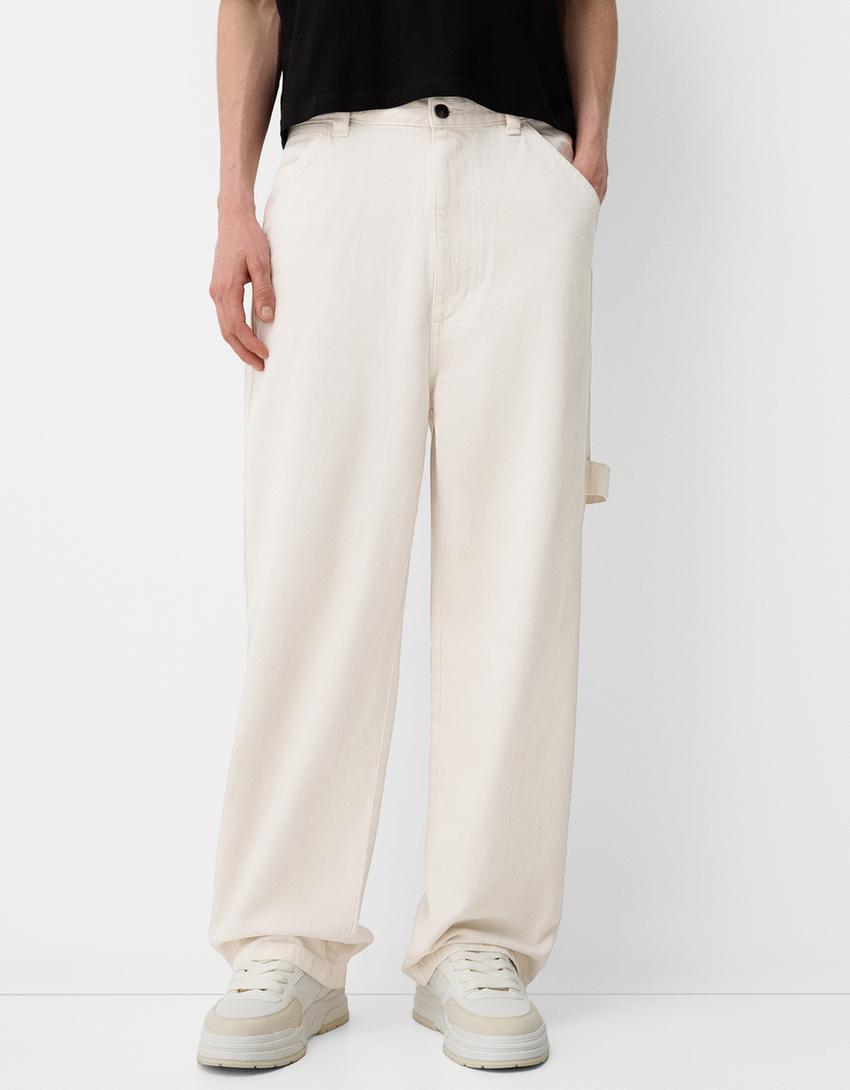 سروال نجار قطني-كريمي-1