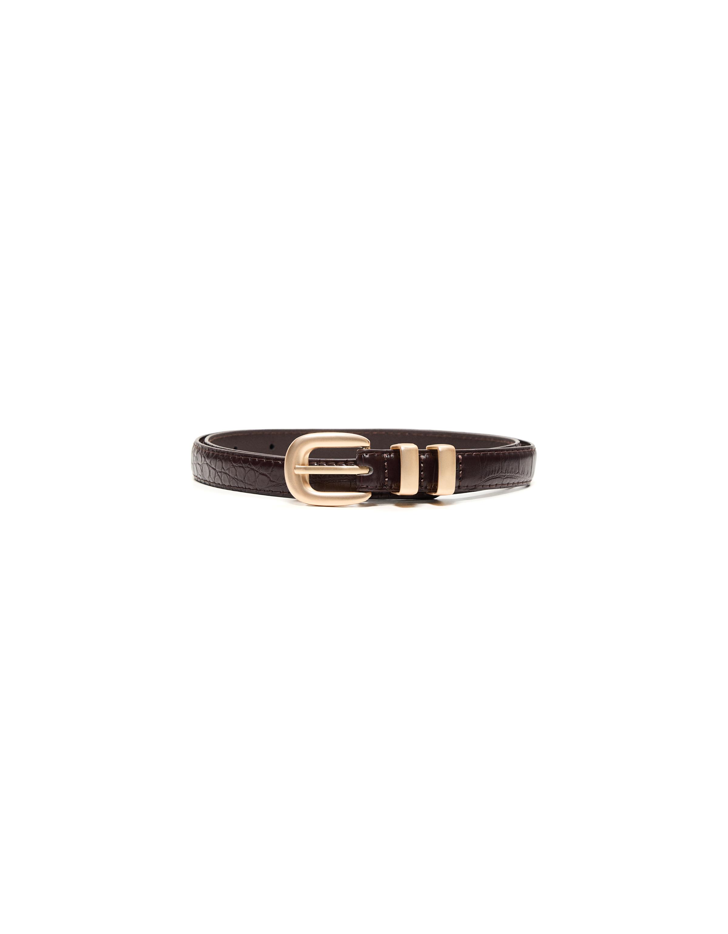 Thin belt with buckle — Brown