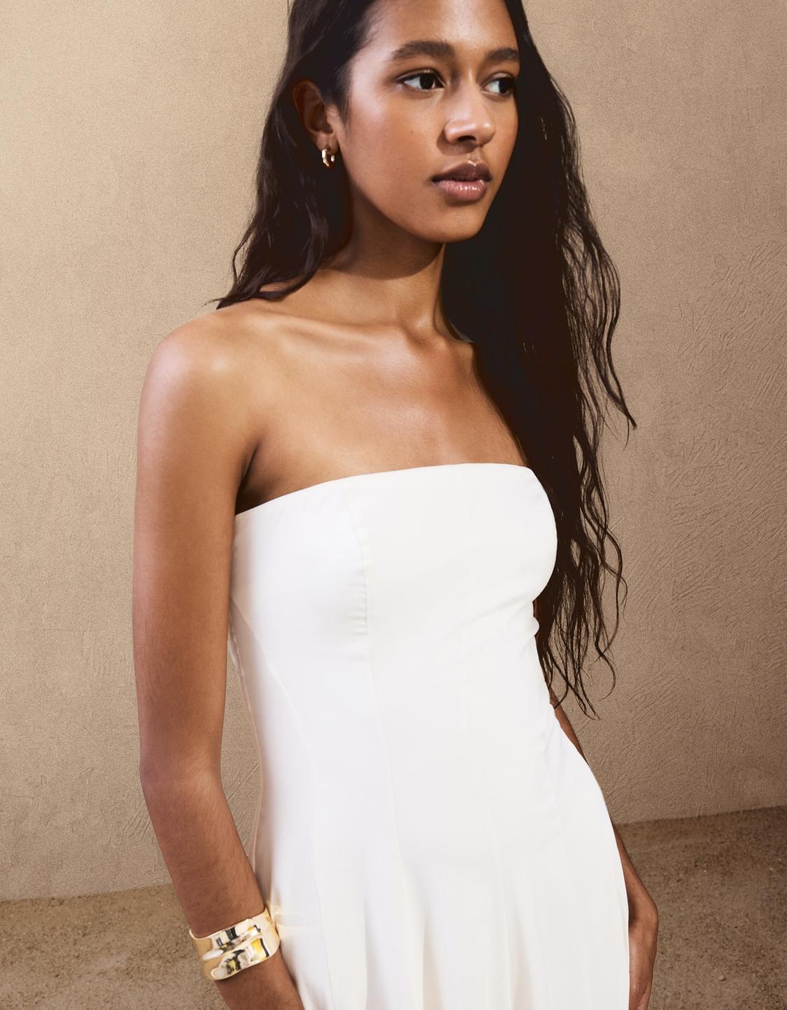 Bandeau neckline midi dress