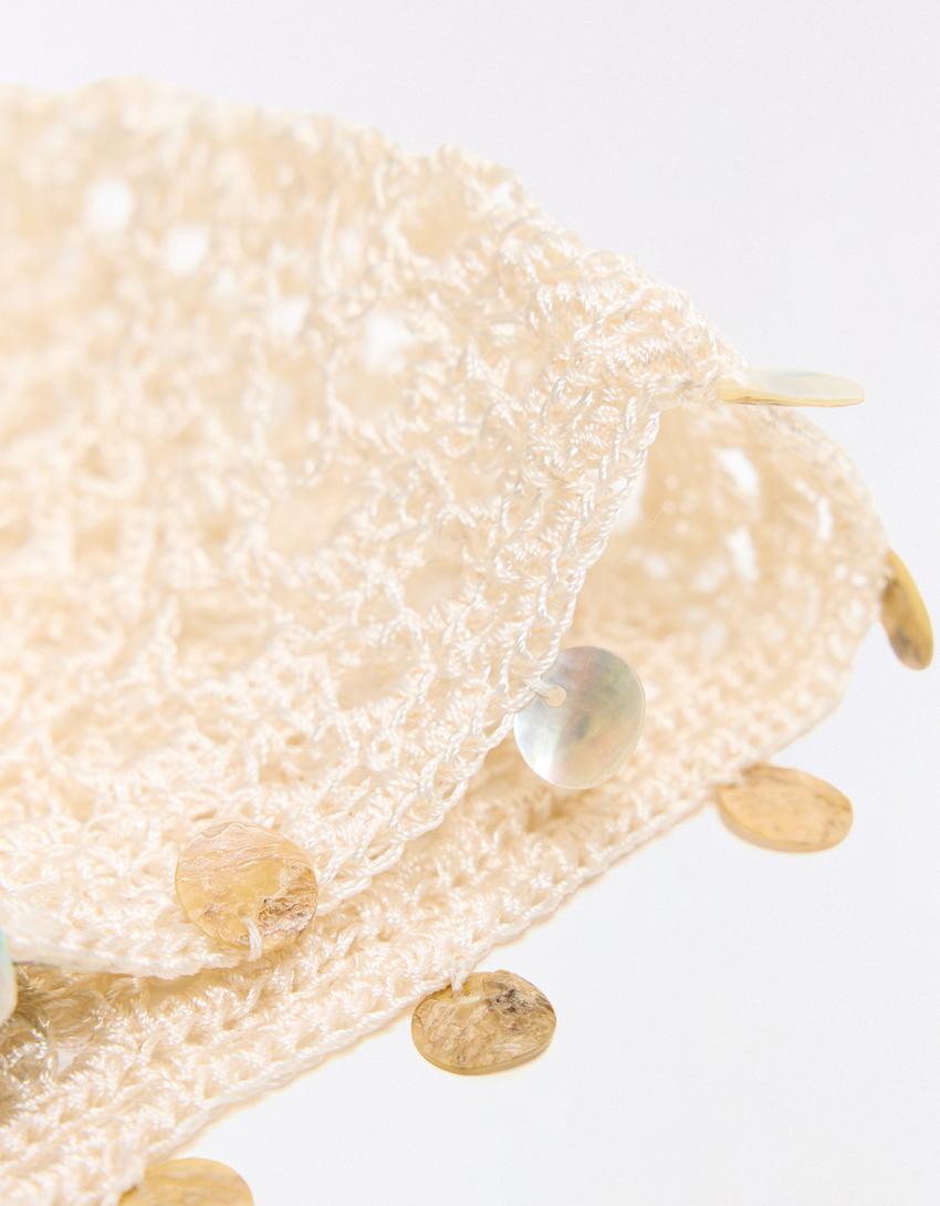 Topi rajut-Krem