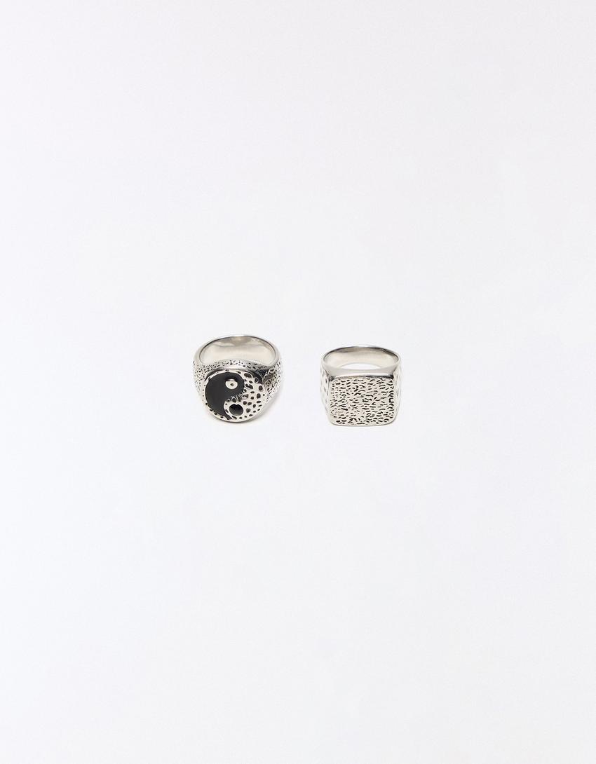 Pack 2 anillos acero-Plata