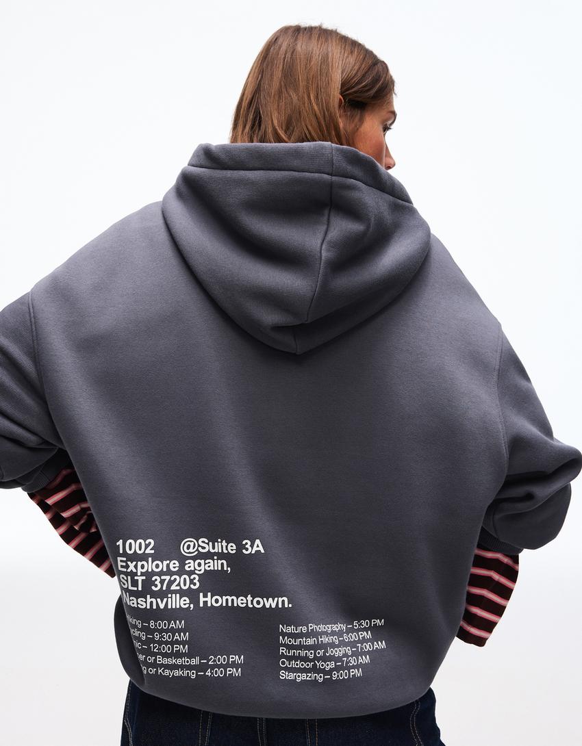 Hoodie with print-Dark grey