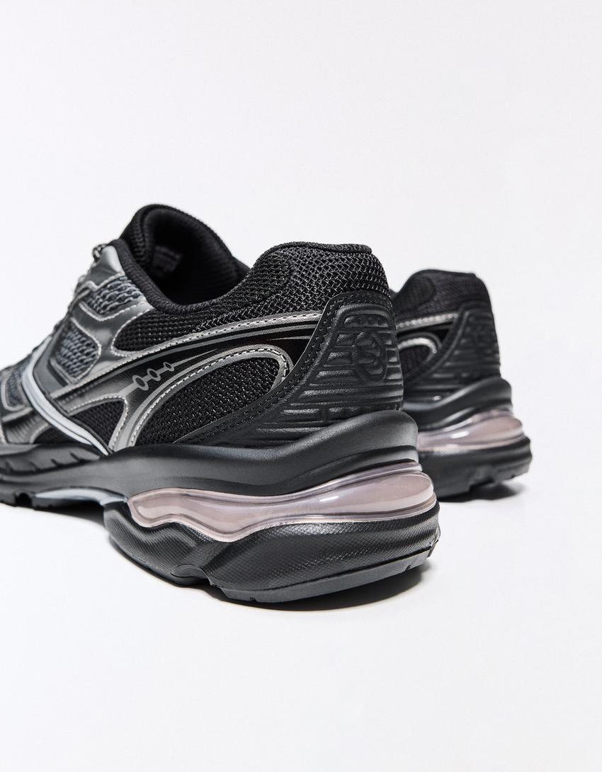 Asymmetric detail trainers-BLACK