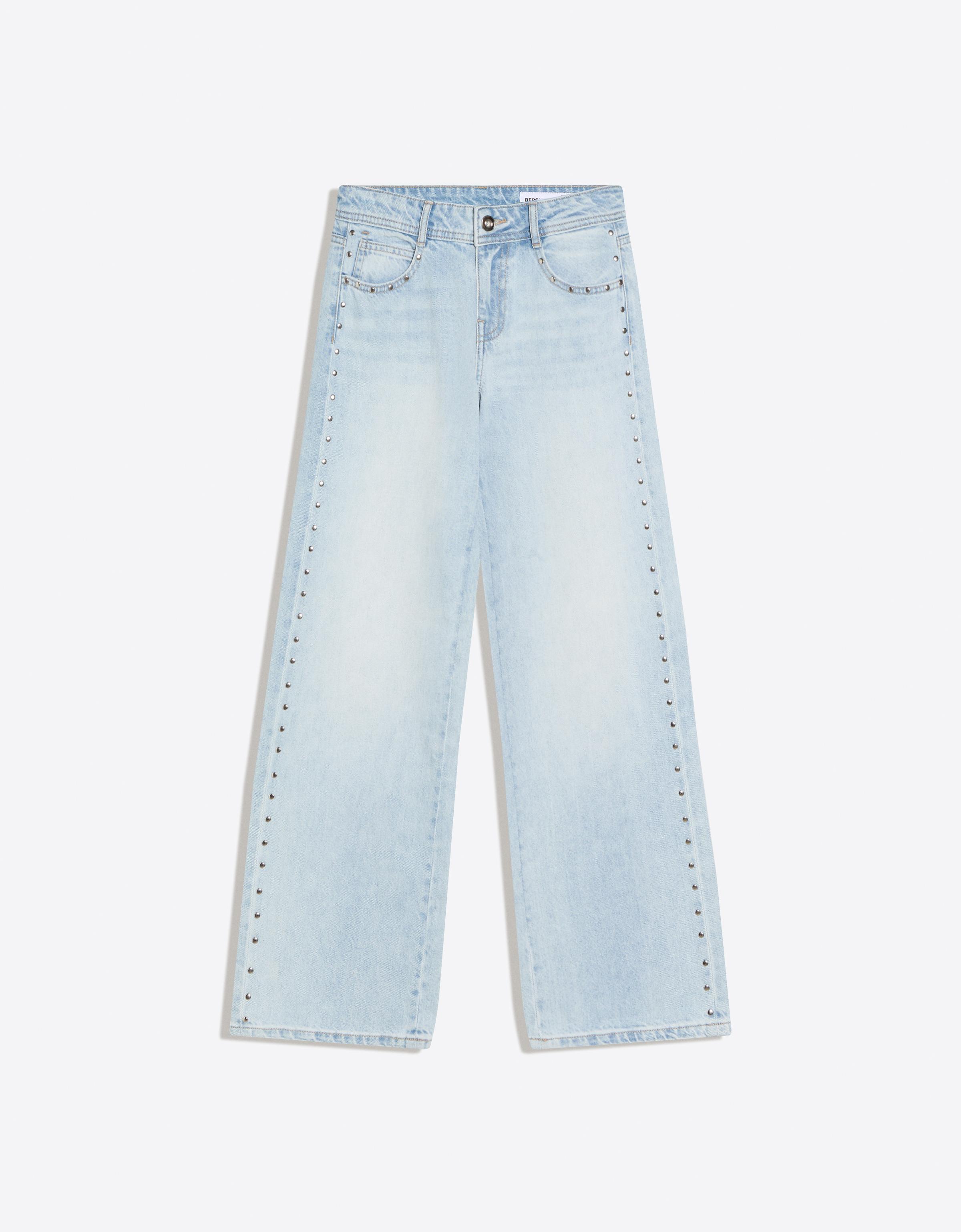 Low-rise baggy studded jeans