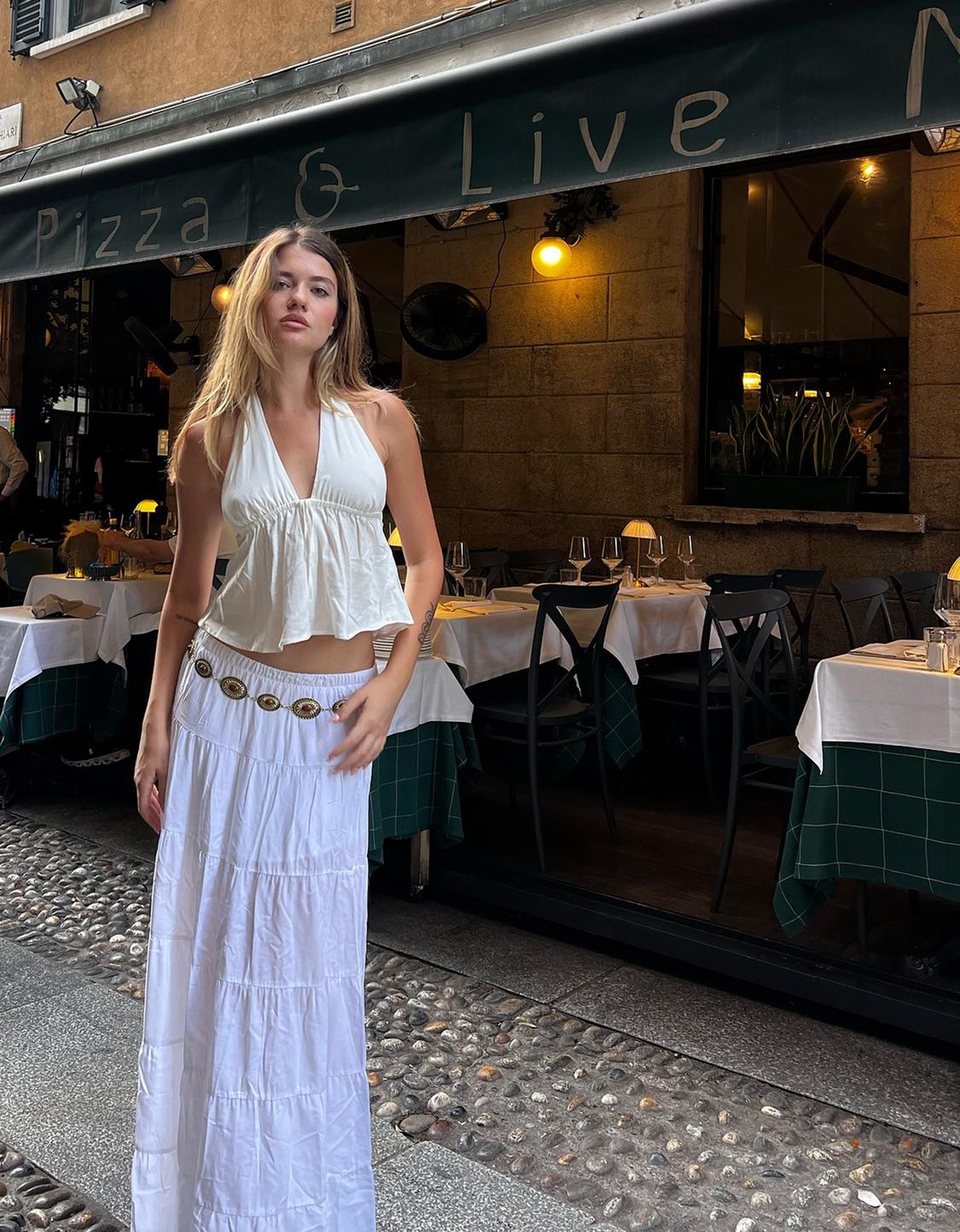 Linen blend halter waistcoat