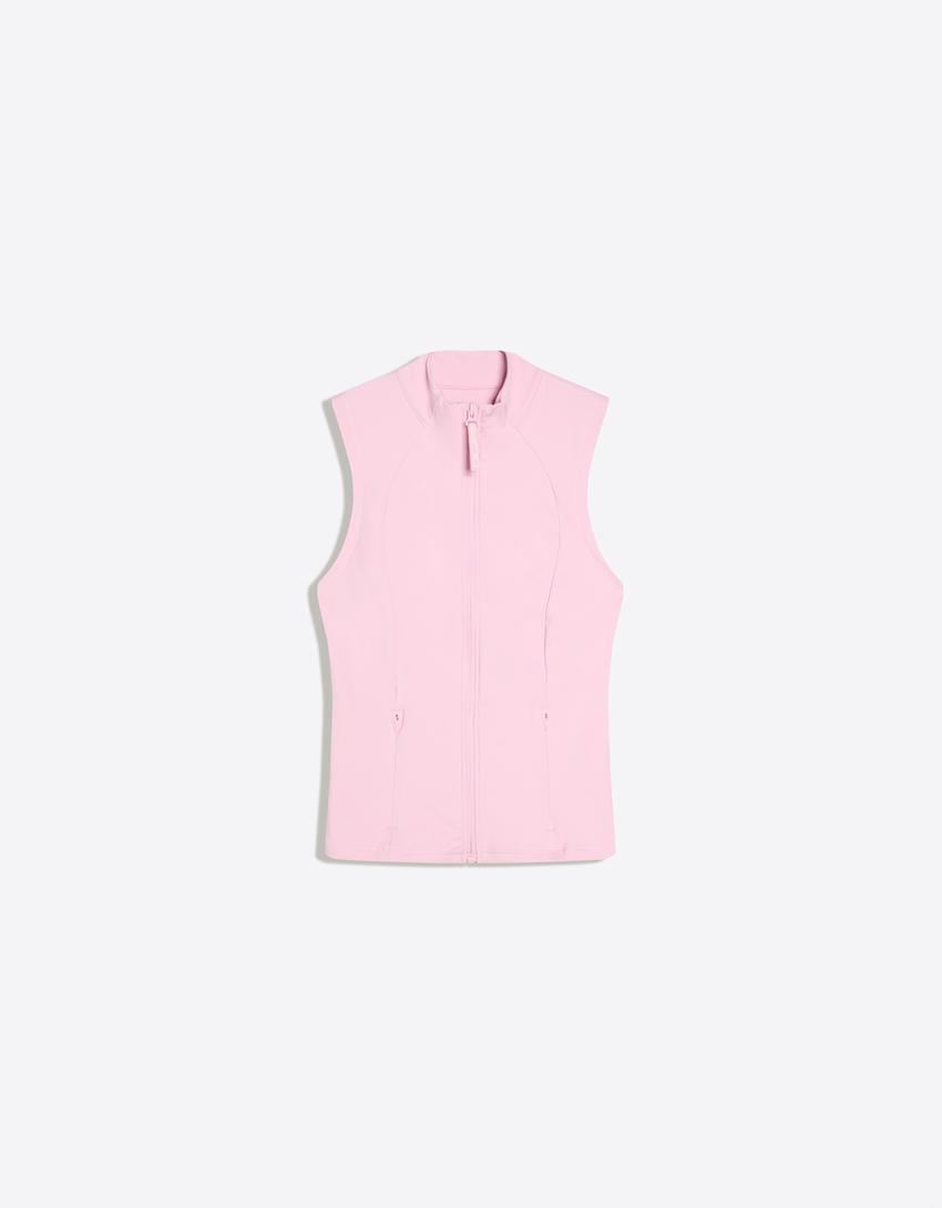 Technical zip-up gilet-Candy Pink