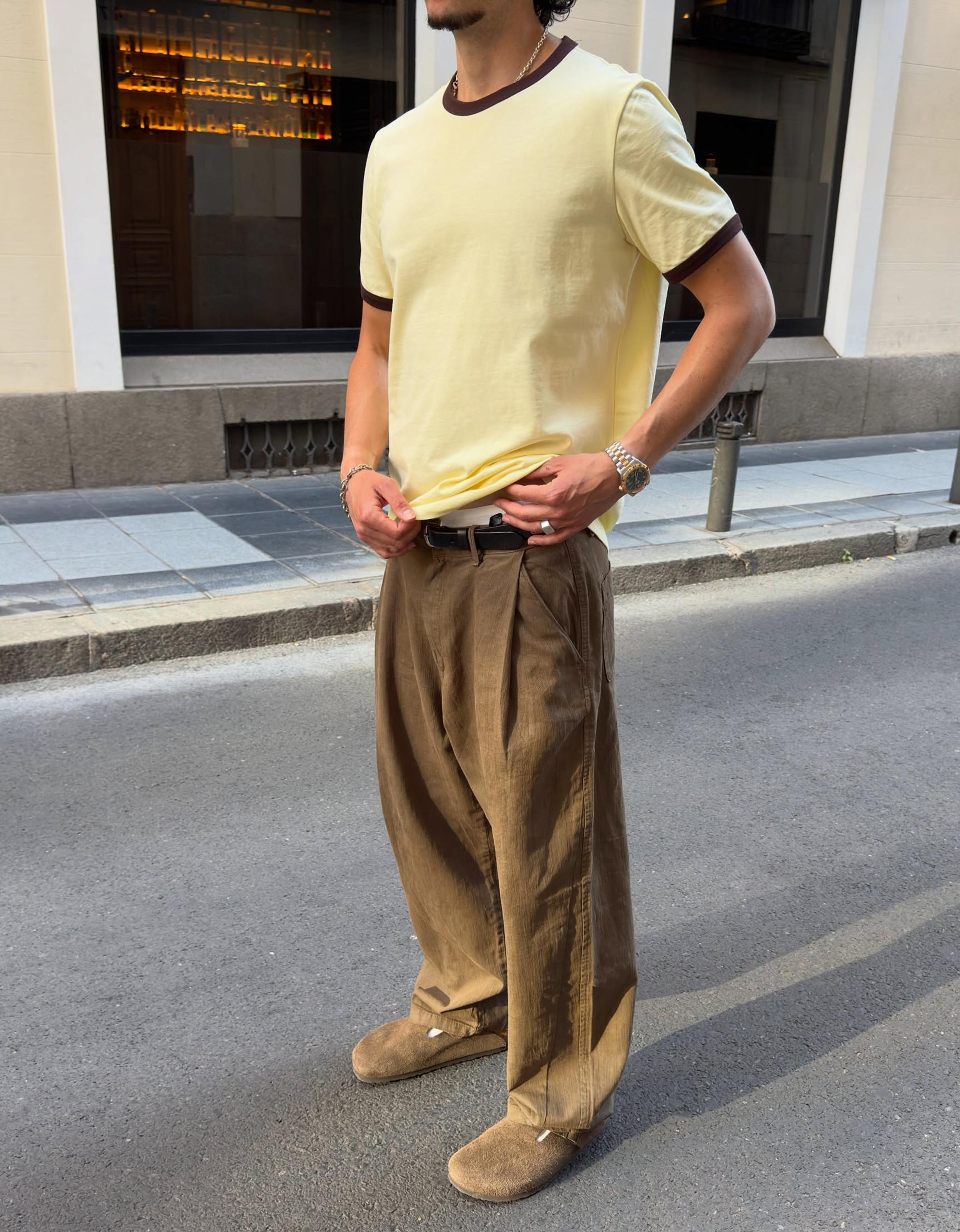 Super baggy trousers with linen — Brown