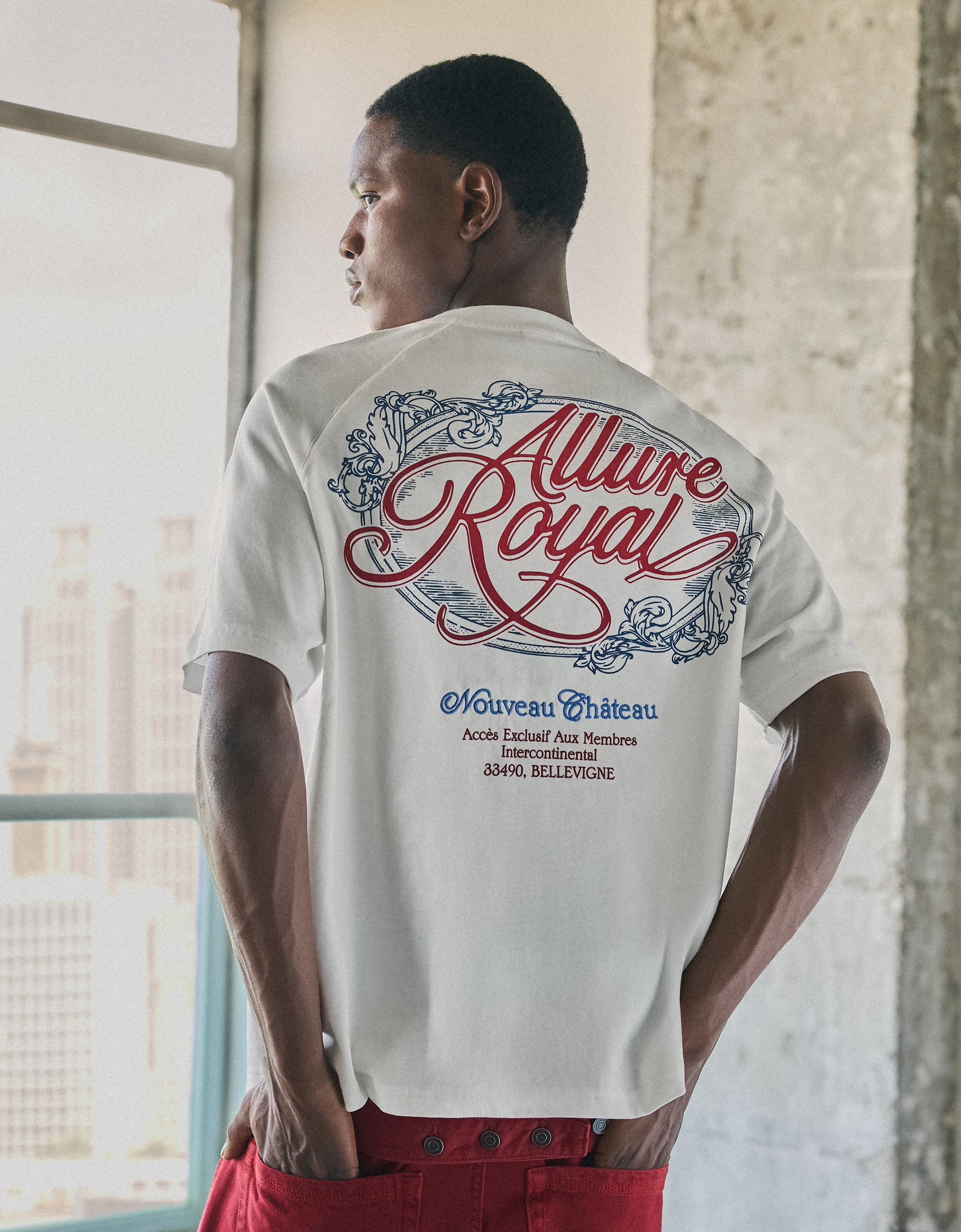 Short sleeve raglan print T-shirt — Off white