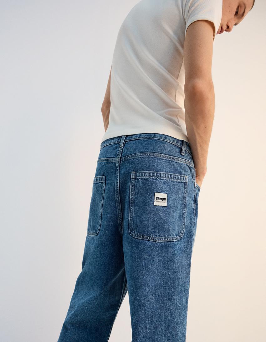 Loose fit baggy jeans-Gewassen blauw-3