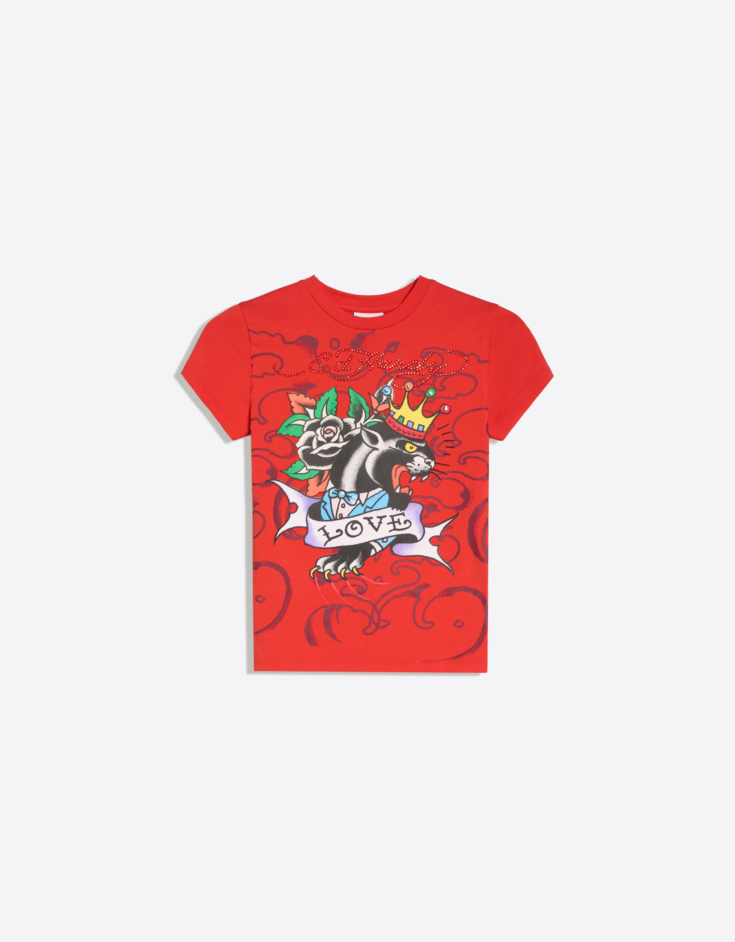 Short sleeve ED HARDY X BERSHKA print T-shirt — Red