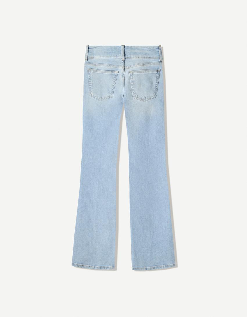 Jeans bootcut taille basse-Bleu clair