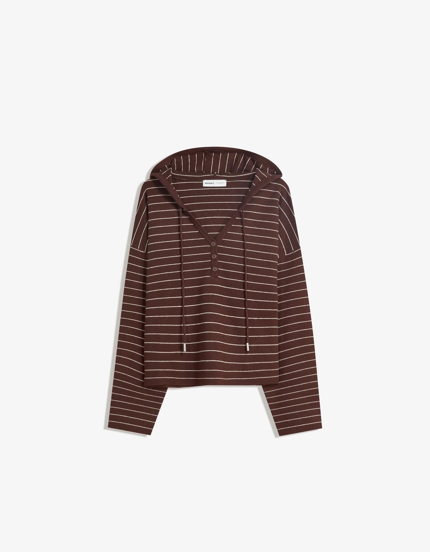 Bershka bluza z kapturem brązowy