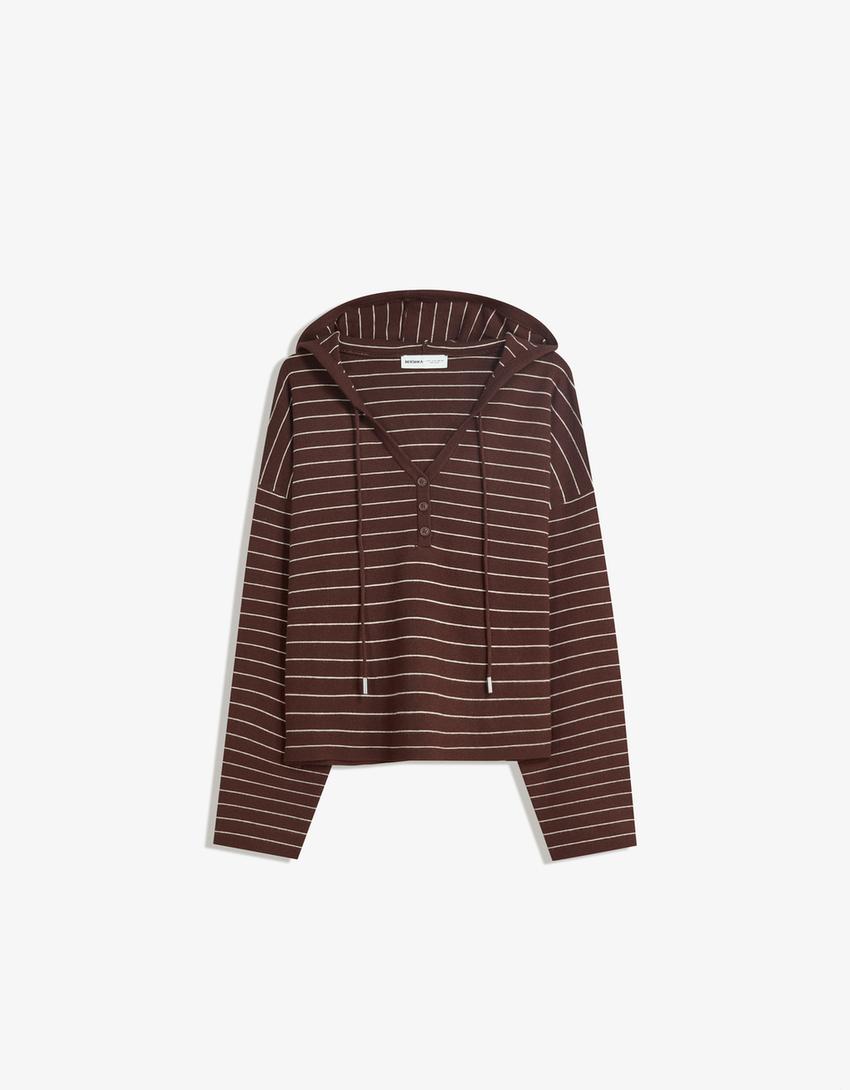 Pull à capuche-Marron