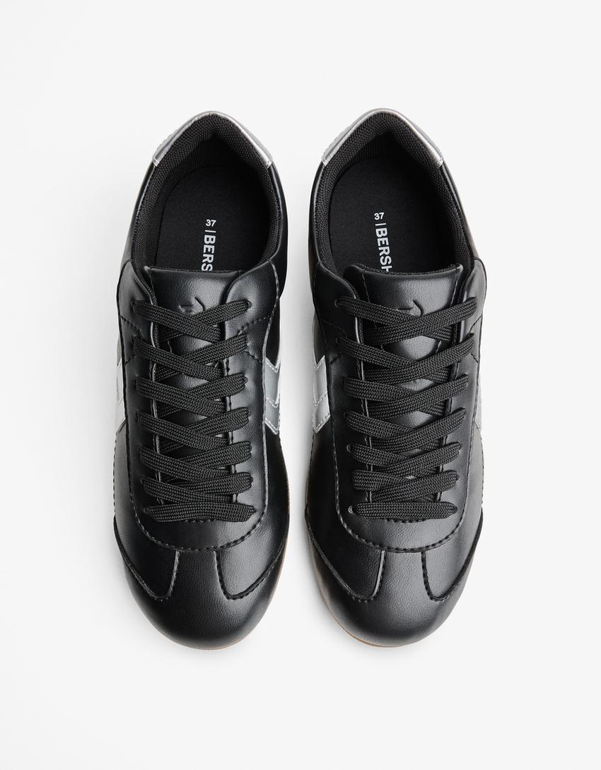 Zapatilla retro piso fino-Negro