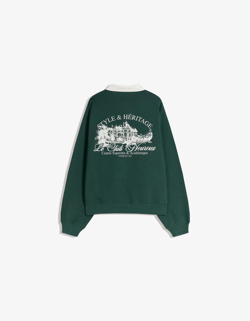 Jersey cuello polo print-Verde