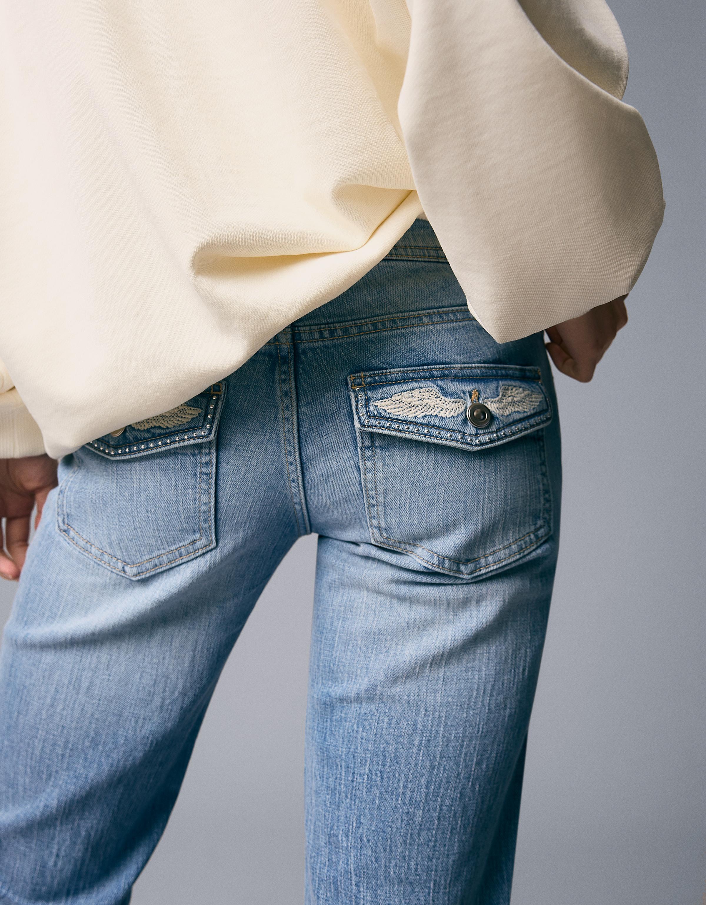 Düşük bel nakışlı flare fit jean - Görsel 25