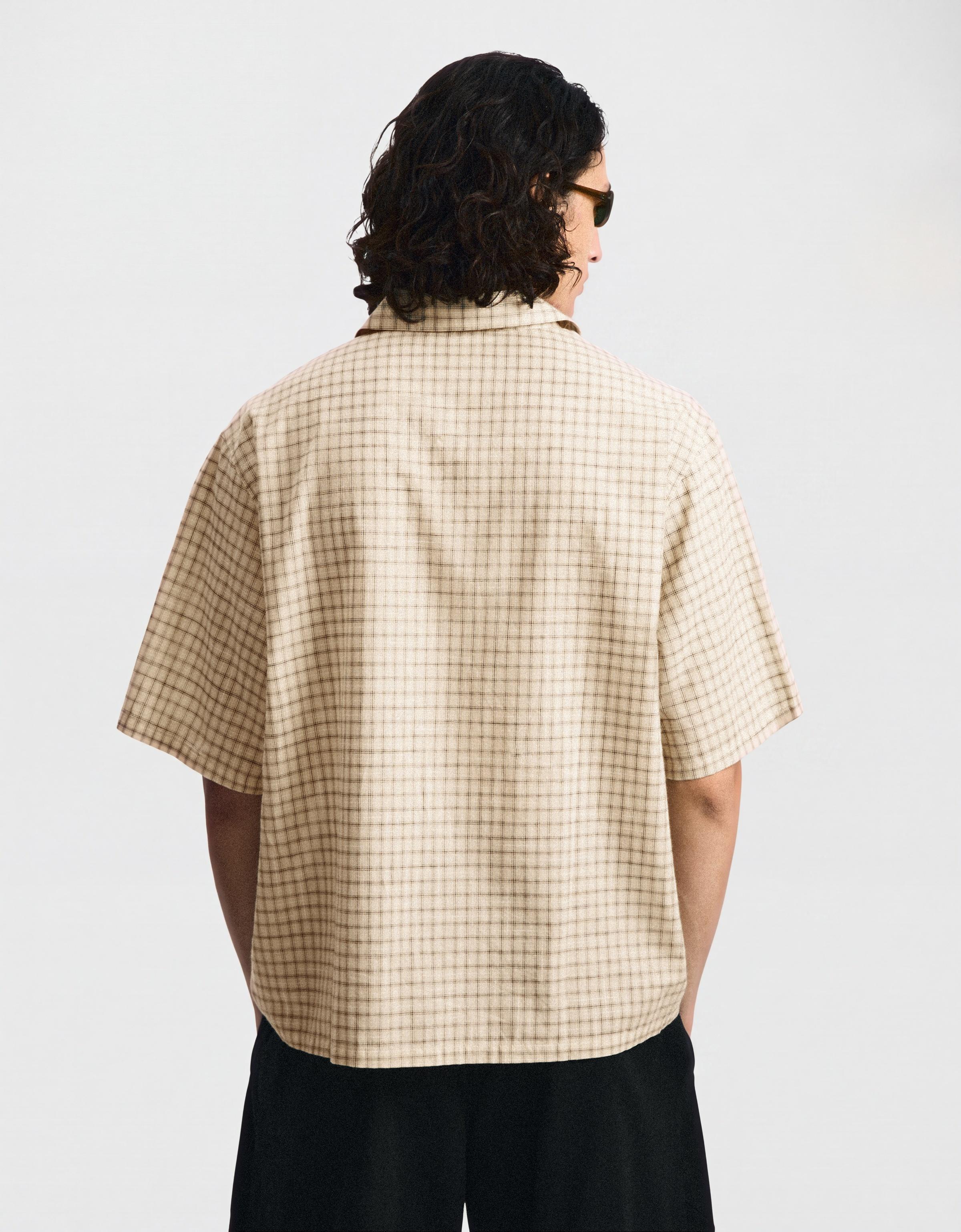 Embroidered short sleeve shirt — Beige