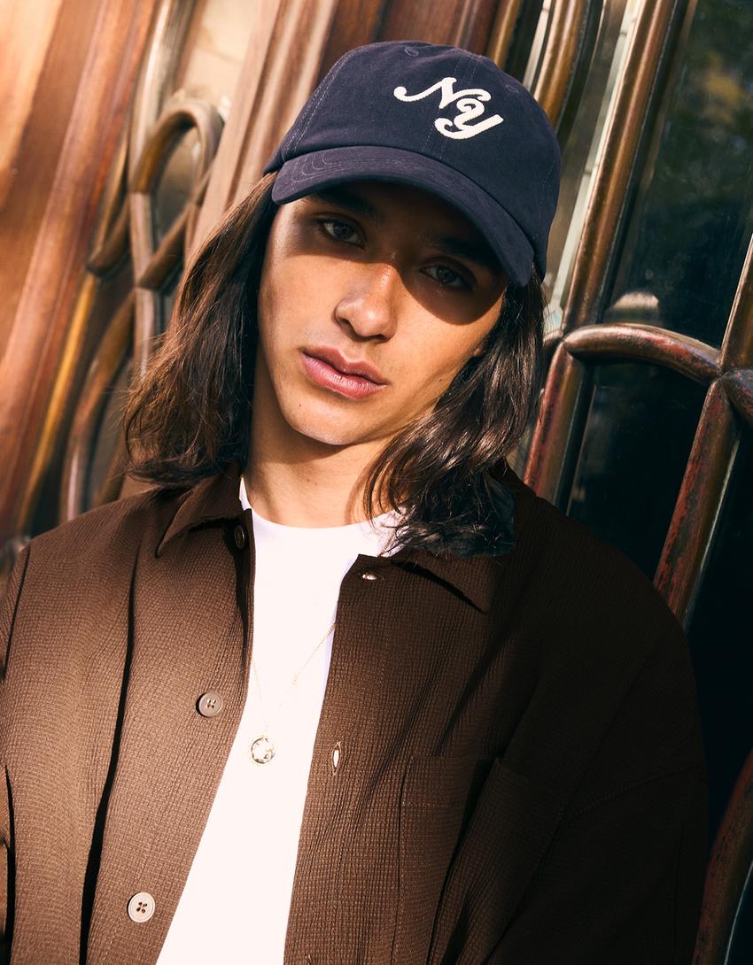 Kemeja lengan pendek boxy fit berlipit-Cokelat