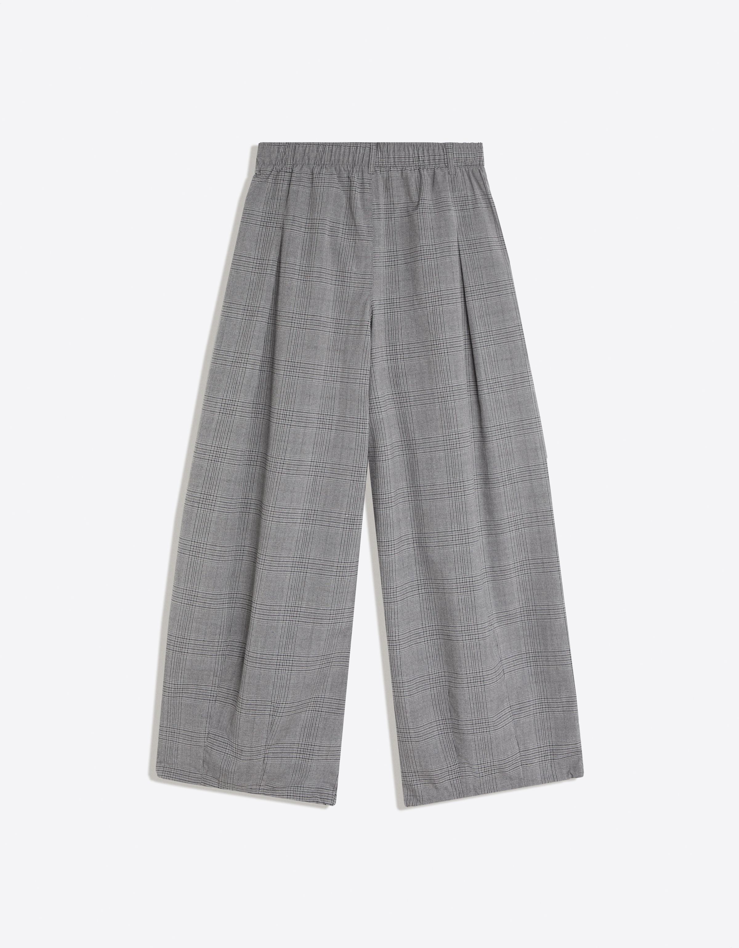 Checked pleat trousers — Grey