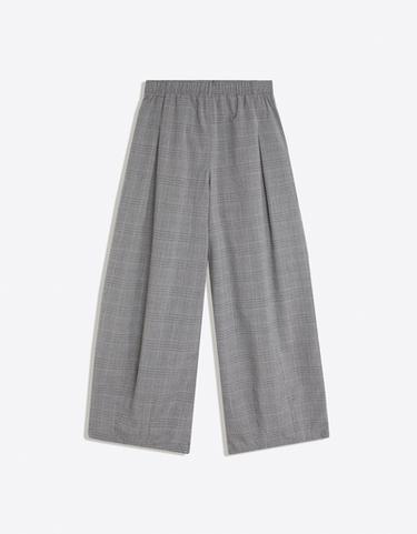 Checked pleat trousers — Grey 6