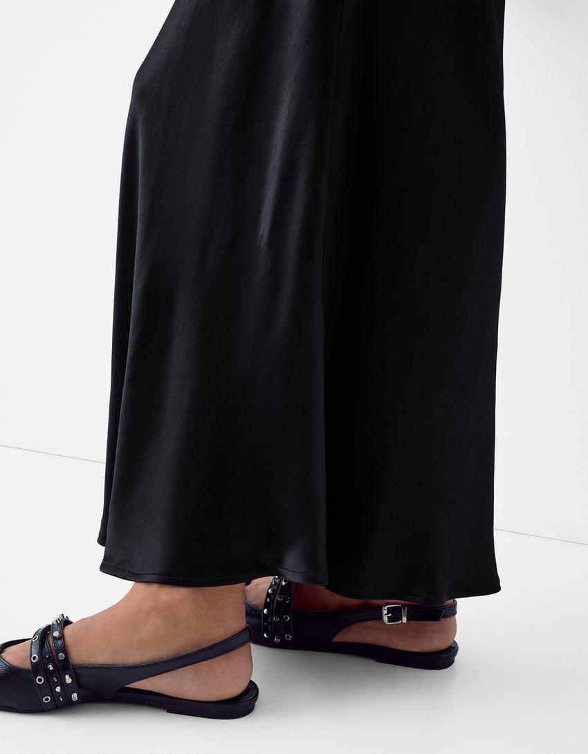 Maxi satin bandeau dress-Black-6