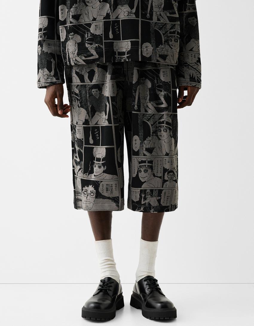 Jort bermuda imprimé Junji Ito Collection-Gris-1