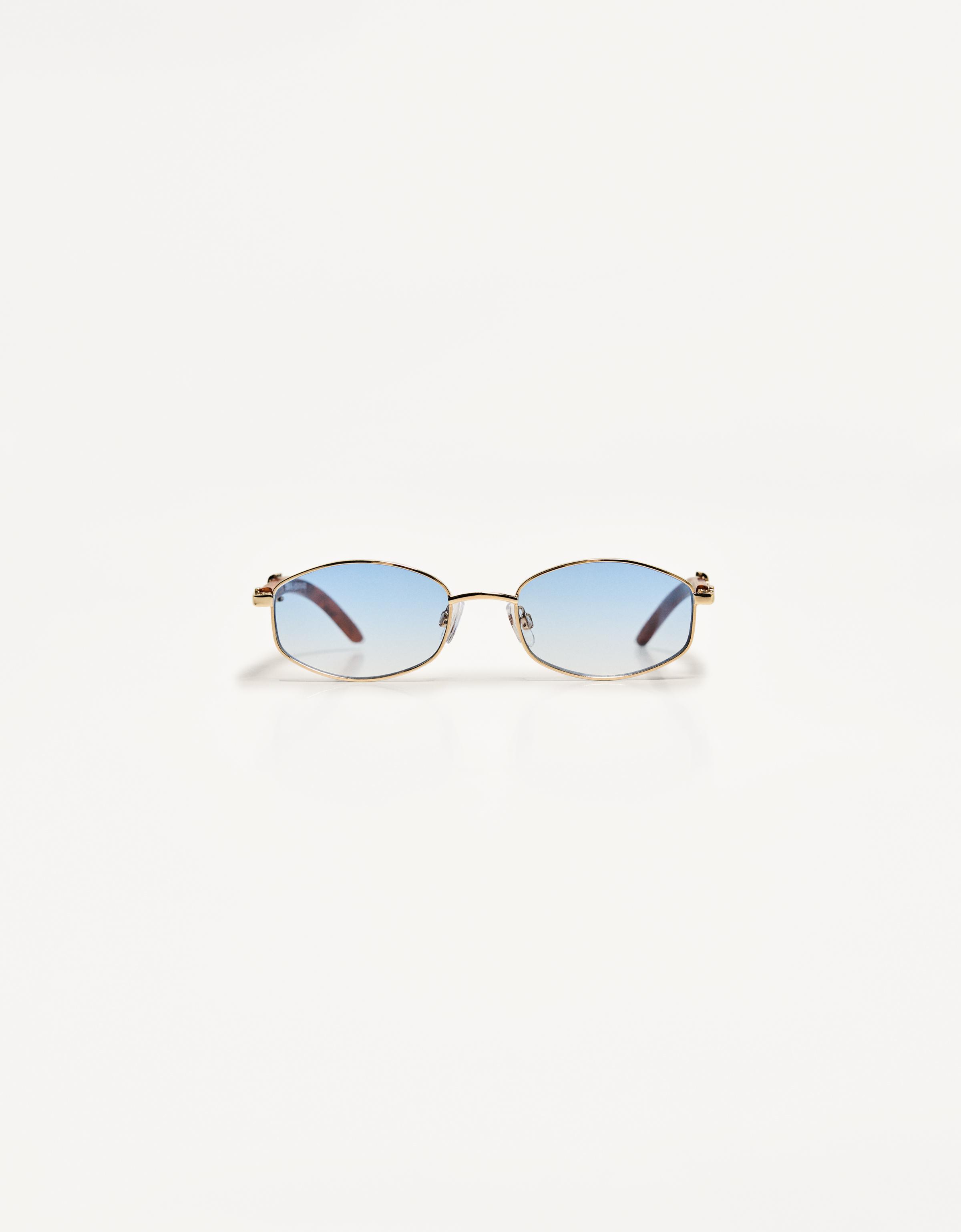 Bershka Metallic-Sonnenbrille Herren Hellblau