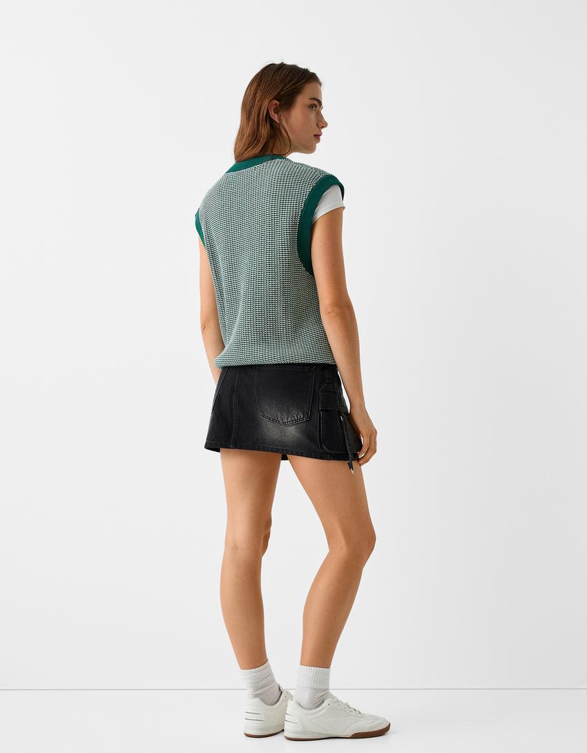 Gilet sans manches texture-Vert-1