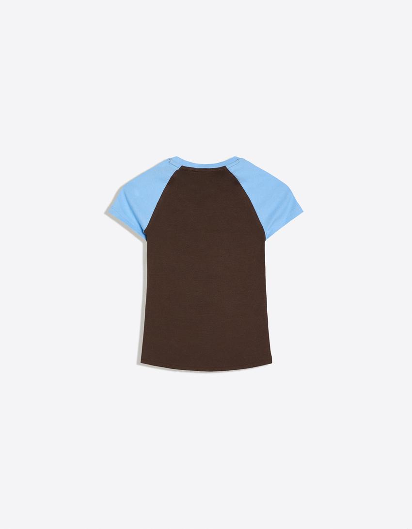Fitted raglan T-shirt-Brown