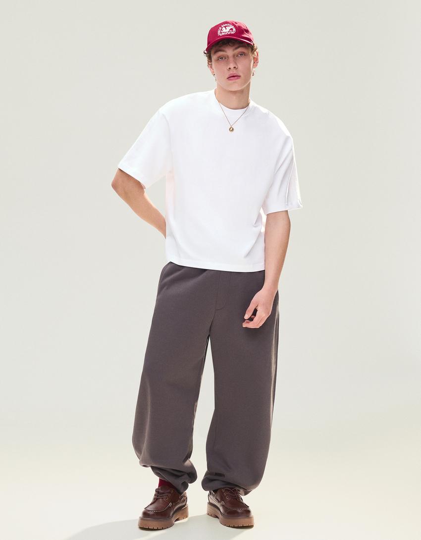 Camiseta manga corta boxy-Blanco