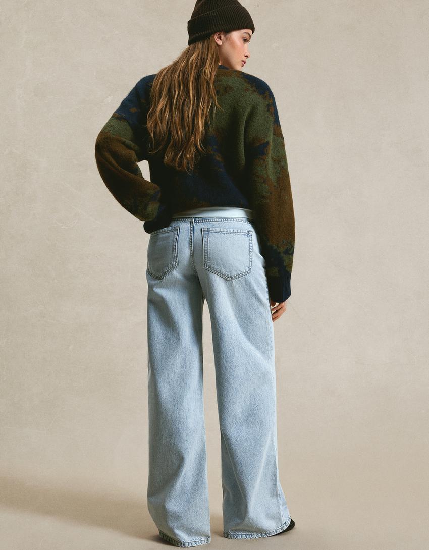Jeans de perna larga-Azul claro