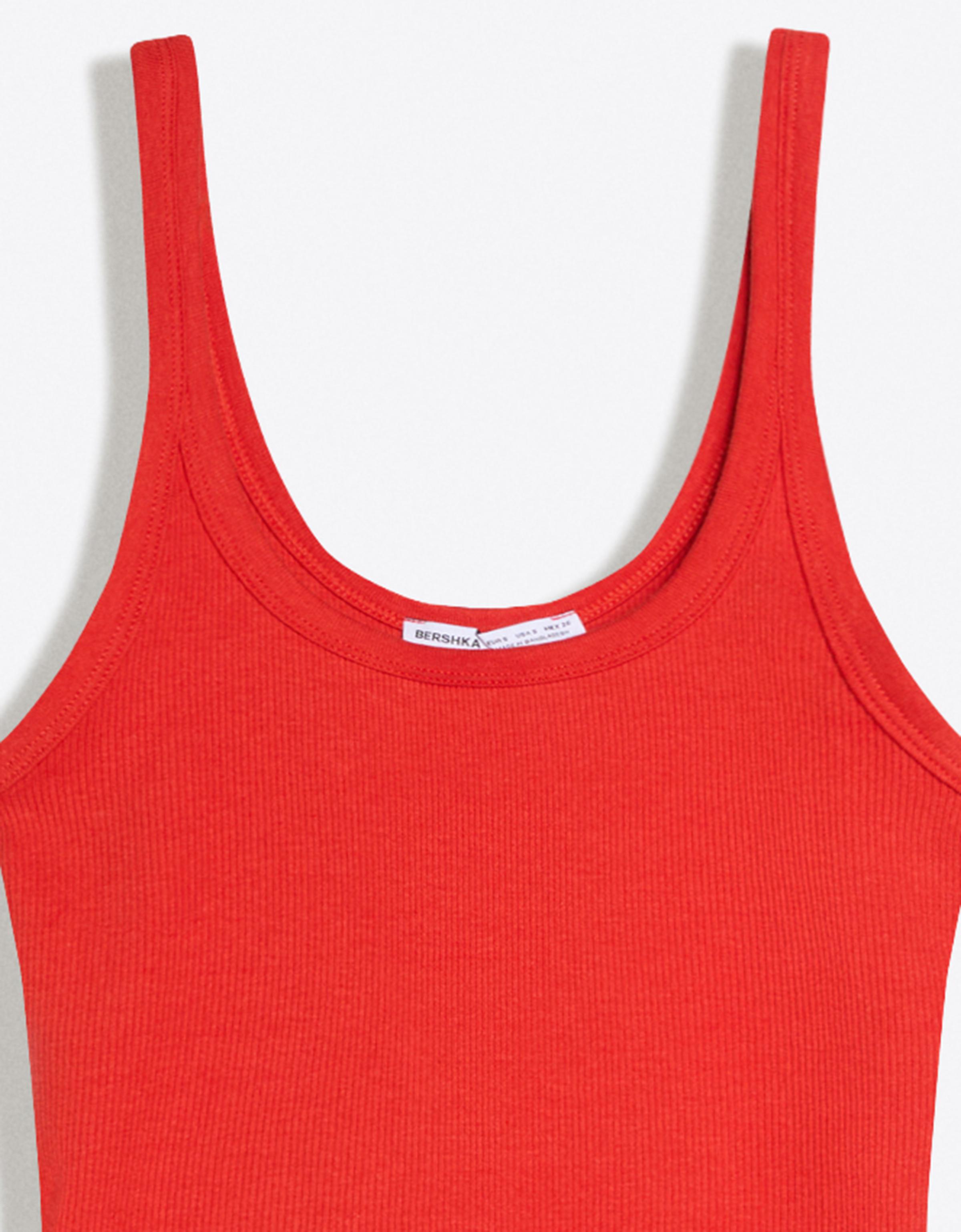 Ribbed vest top — Coral
