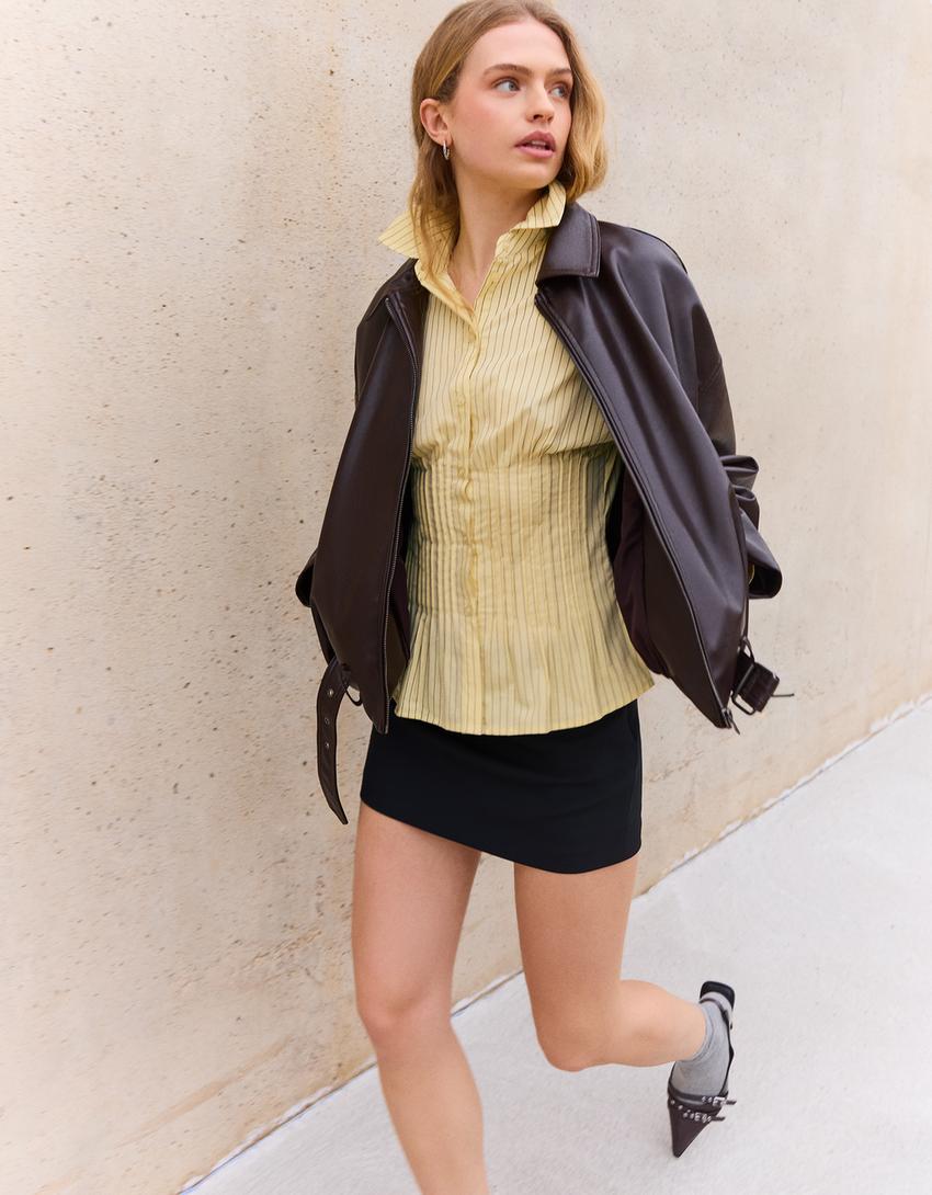 Chemise cintrée à pinces-Jaune