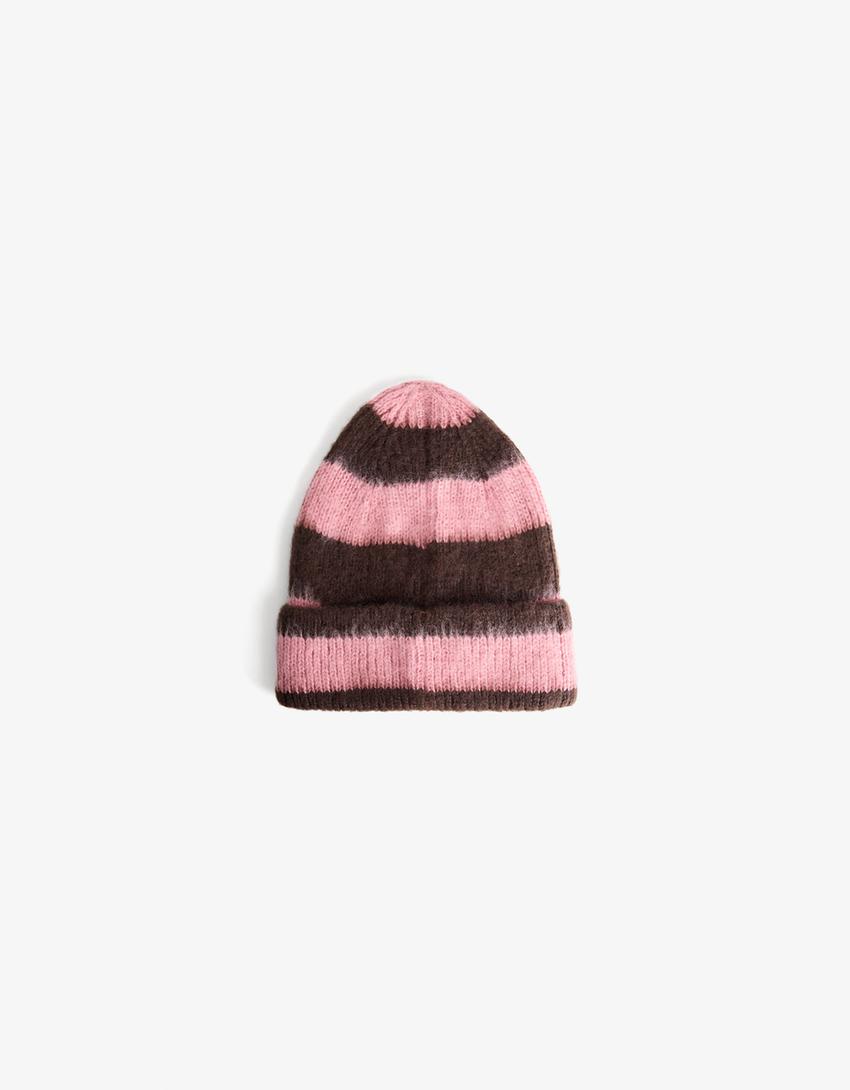 Striped beanie-Pink
