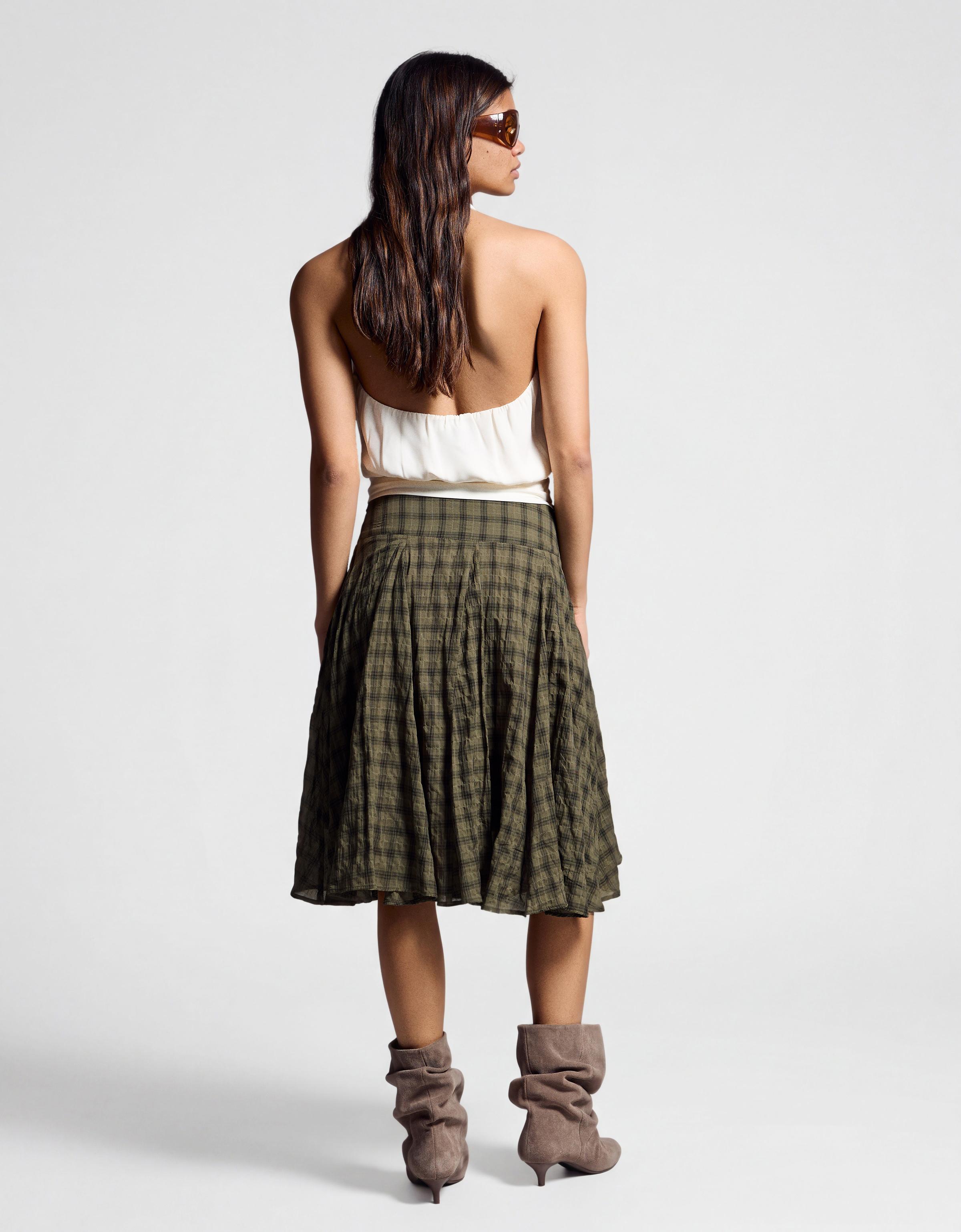 Ekose hacimli midi etek - Görsel 21