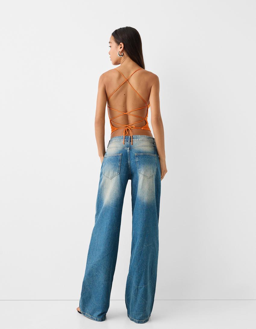 توب ملتف متقاطع في الخلف-برتقالي-1