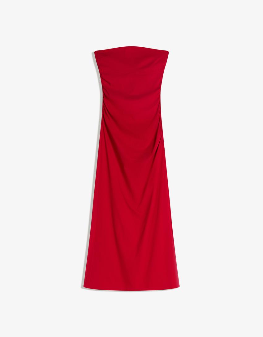 Vestido midi bandeau bengalina-Rojo