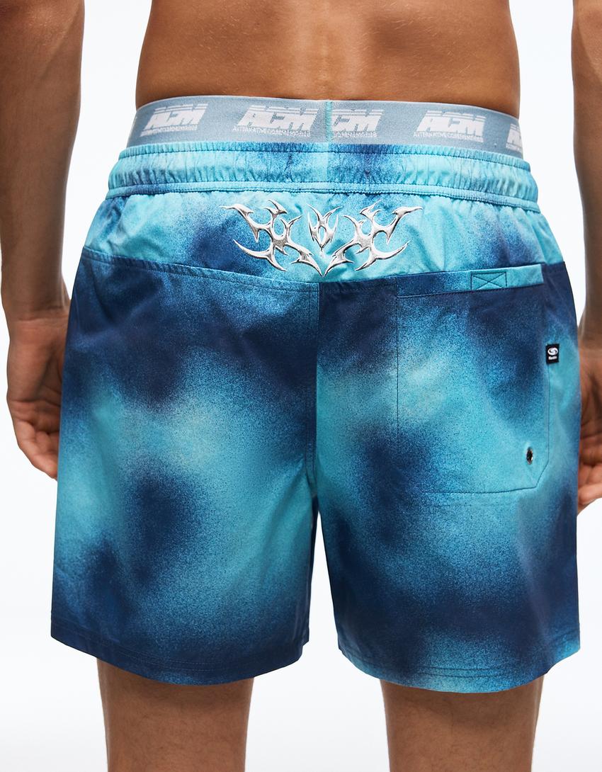 Boxy-Badeanzug mit Print-Dunkelblau