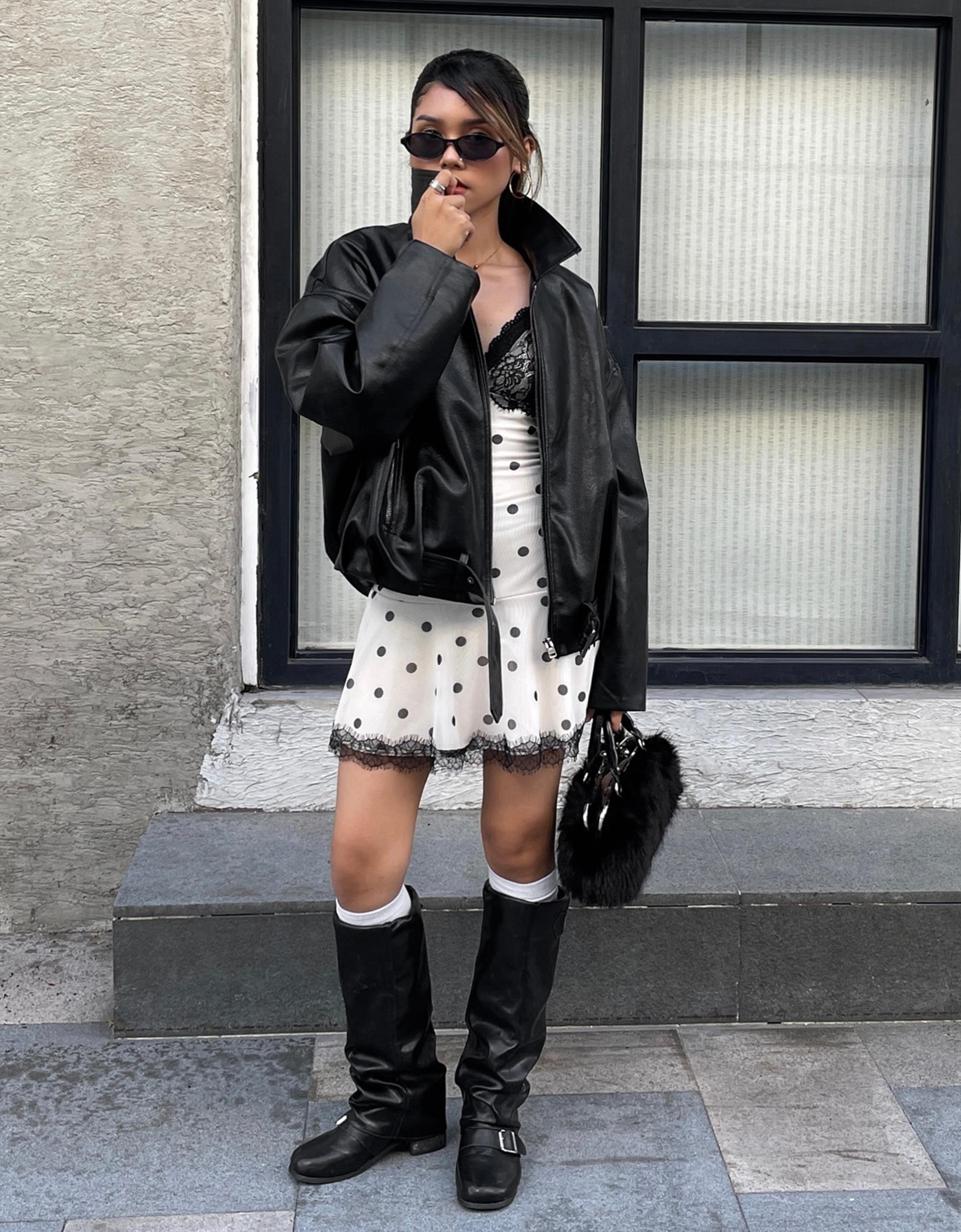 Tül ve dantel baskılı askılı mini elbise - Görsel 21