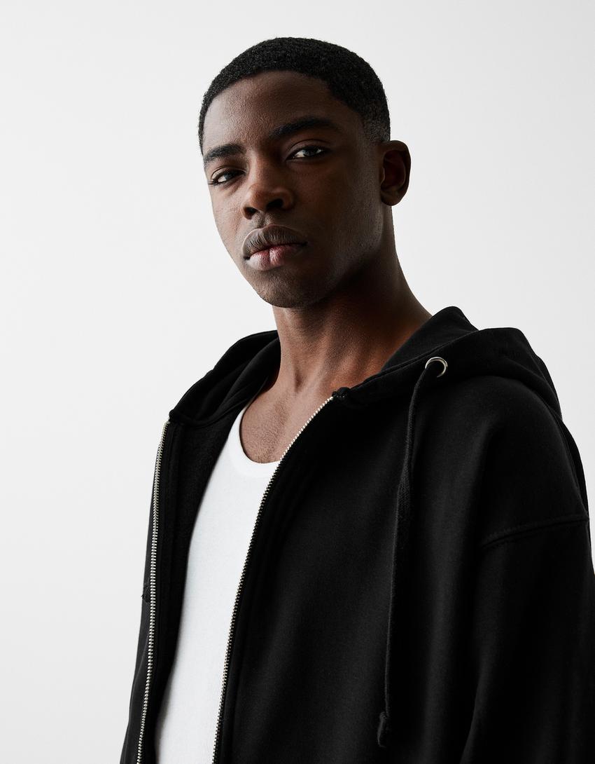 Zip-up hoodie-Black