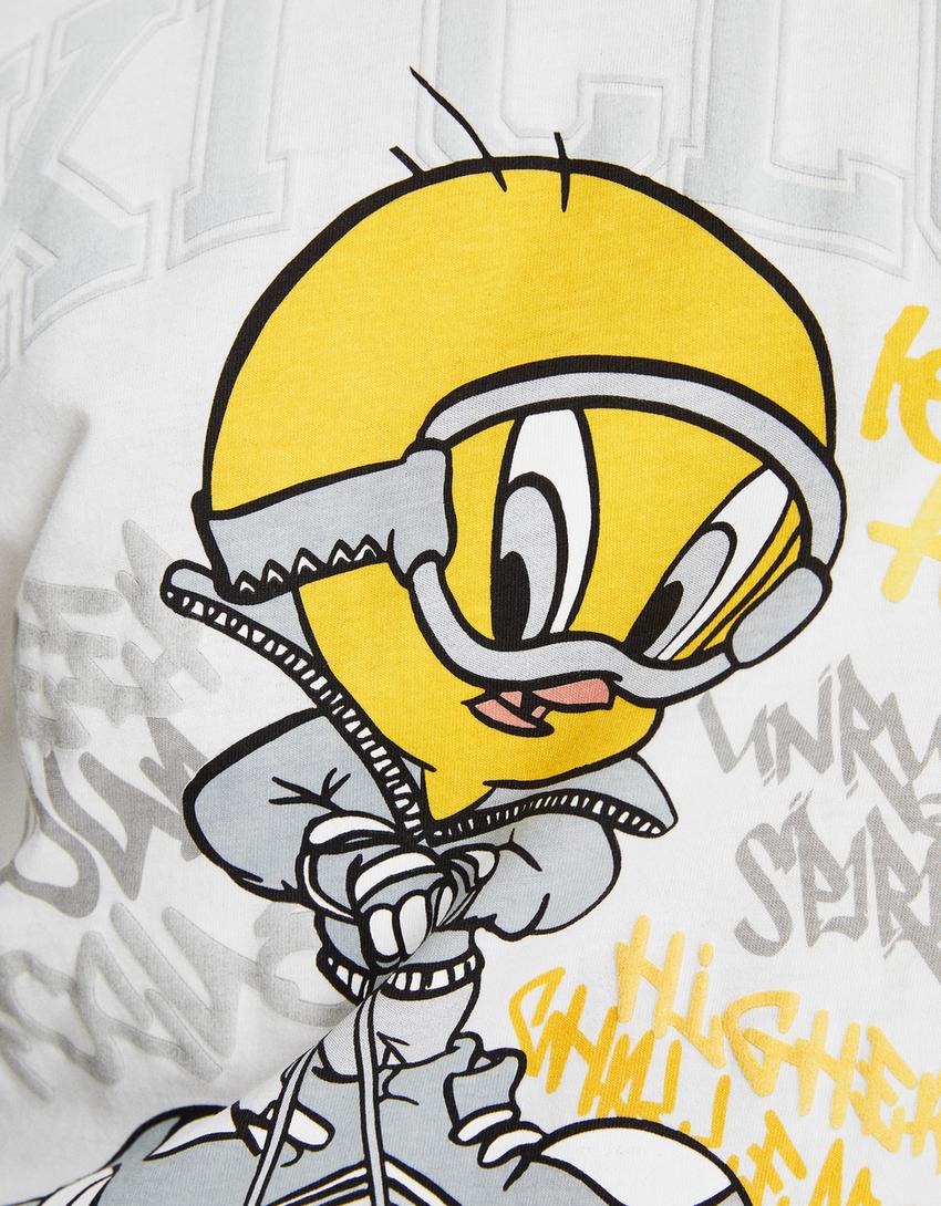 Tweety short sleeve print T-shirt-White-5