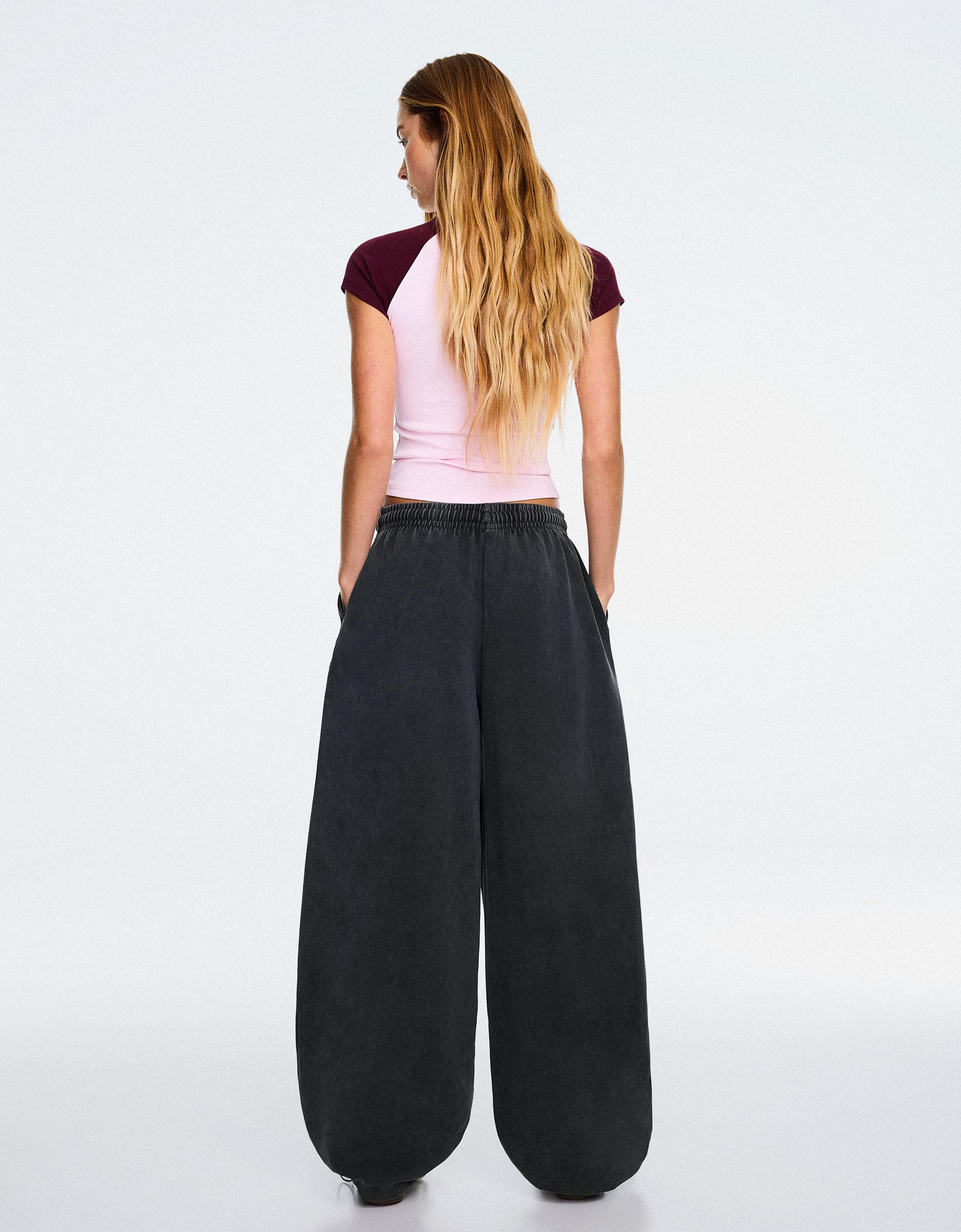Barrel plush trousers with stoppers — Grey