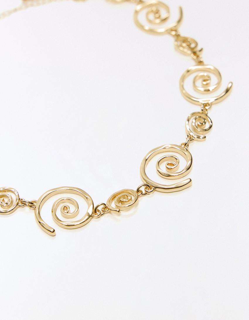Spiral choker kolye-Altın