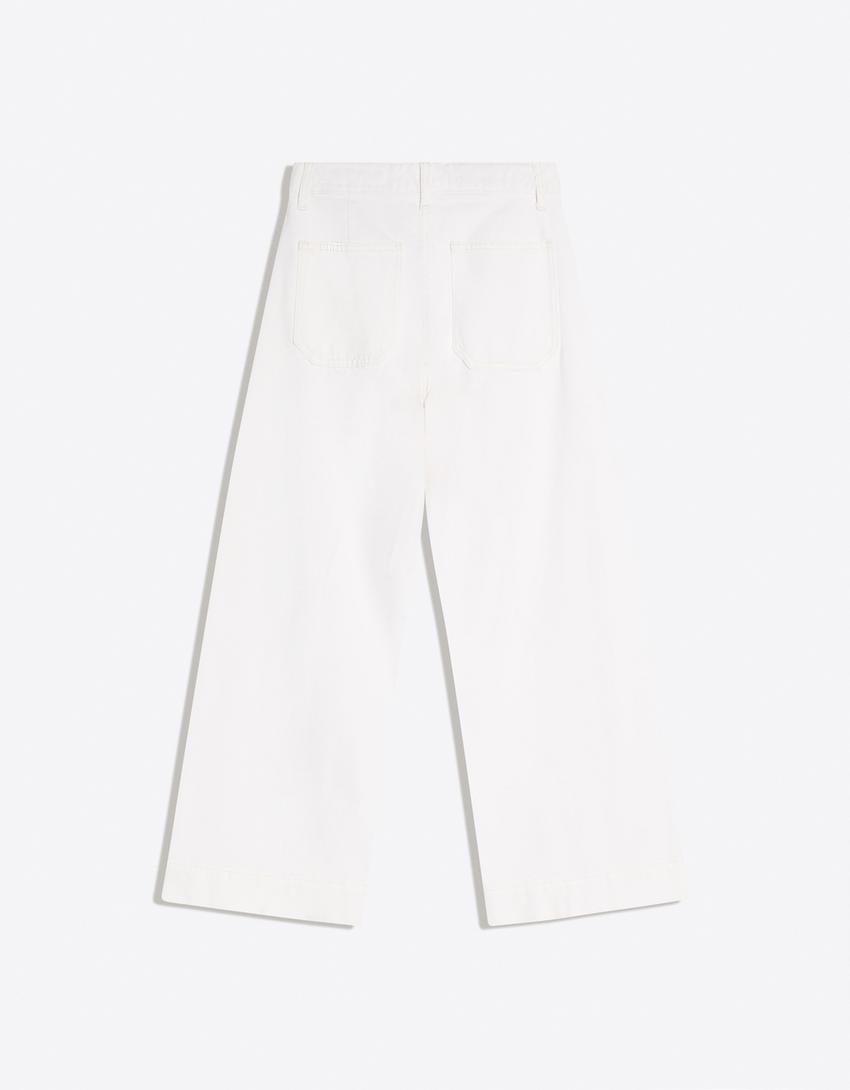 Jeans wide leg cropped-Crudo